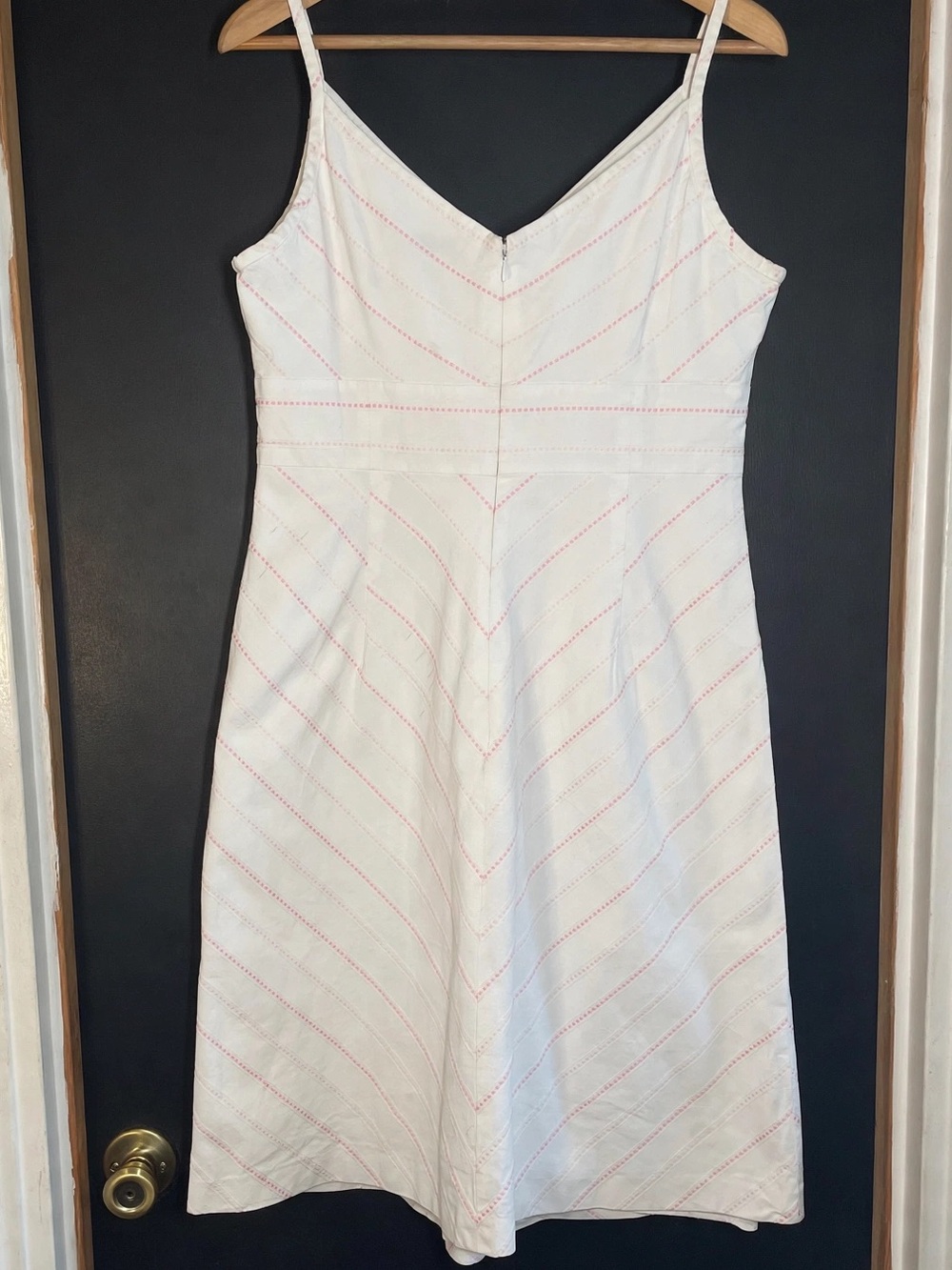 Casual Corner 100% Cotton Fully Lined White Pink Striped Sundress Size 12 - Picture 4 of 16